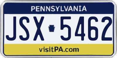 PA license plate JSX5462