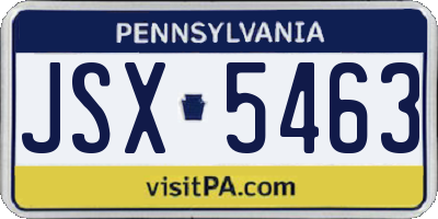PA license plate JSX5463