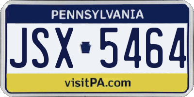 PA license plate JSX5464