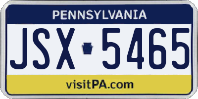 PA license plate JSX5465