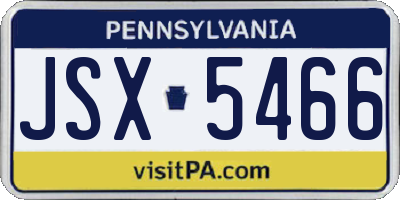 PA license plate JSX5466