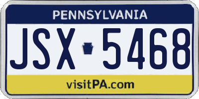 PA license plate JSX5468