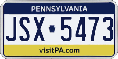 PA license plate JSX5473