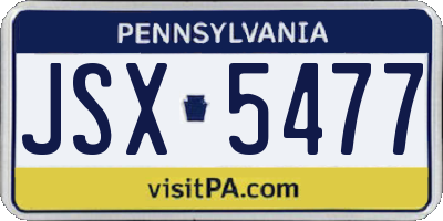 PA license plate JSX5477