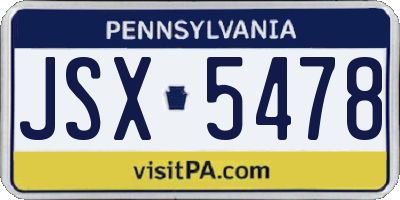PA license plate JSX5478