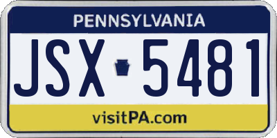 PA license plate JSX5481