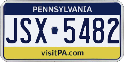PA license plate JSX5482