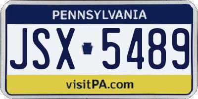 PA license plate JSX5489