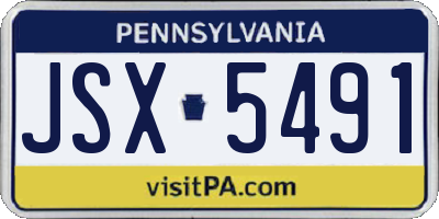 PA license plate JSX5491