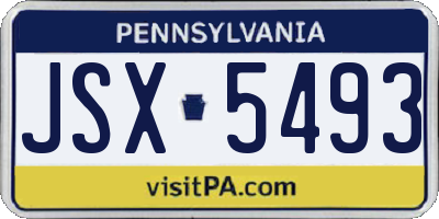 PA license plate JSX5493
