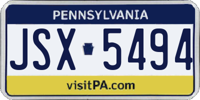 PA license plate JSX5494