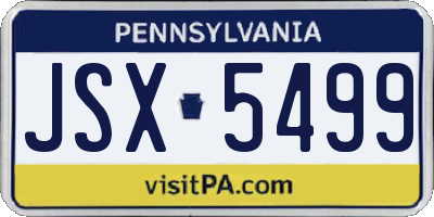 PA license plate JSX5499