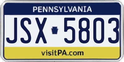 PA license plate JSX5803