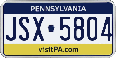 PA license plate JSX5804