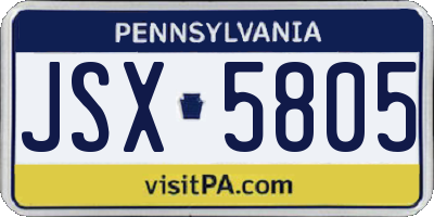 PA license plate JSX5805