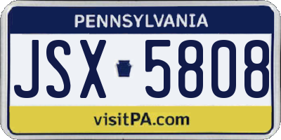 PA license plate JSX5808