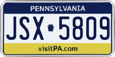 PA license plate JSX5809