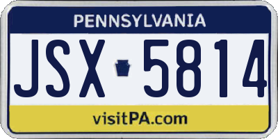PA license plate JSX5814