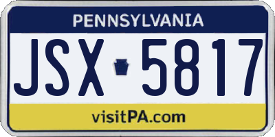 PA license plate JSX5817