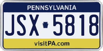 PA license plate JSX5818