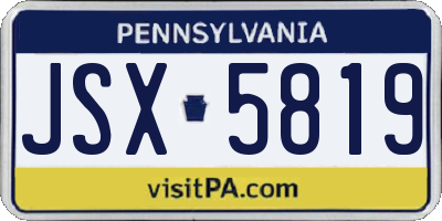 PA license plate JSX5819