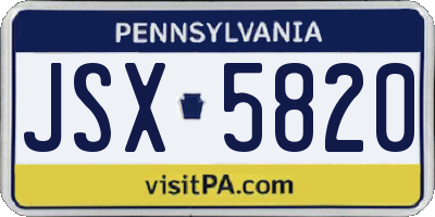 PA license plate JSX5820