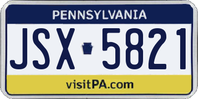 PA license plate JSX5821