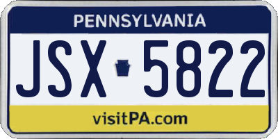 PA license plate JSX5822