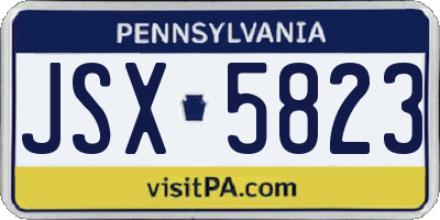 PA license plate JSX5823