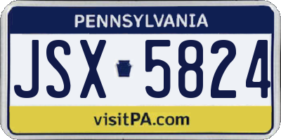 PA license plate JSX5824