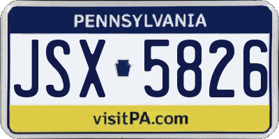 PA license plate JSX5826