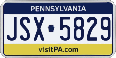 PA license plate JSX5829