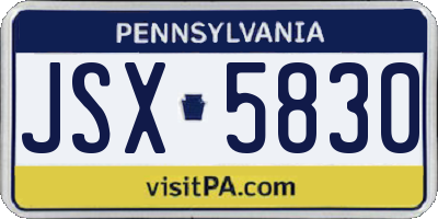 PA license plate JSX5830