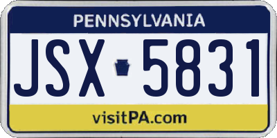 PA license plate JSX5831