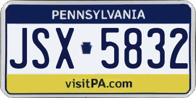 PA license plate JSX5832