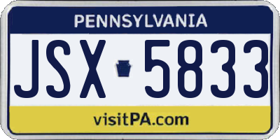 PA license plate JSX5833
