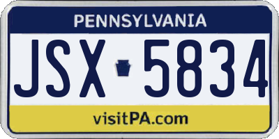 PA license plate JSX5834