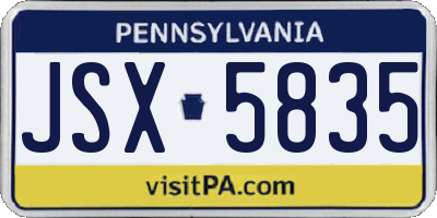 PA license plate JSX5835