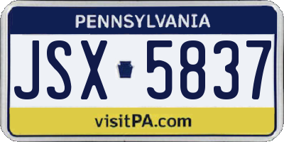 PA license plate JSX5837