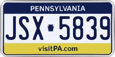PA license plate JSX5839