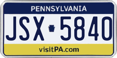 PA license plate JSX5840