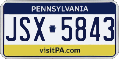 PA license plate JSX5843