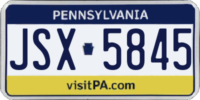 PA license plate JSX5845