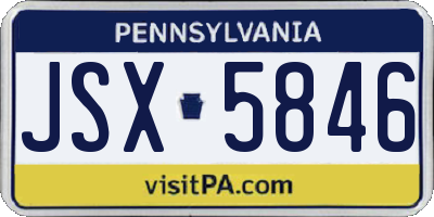 PA license plate JSX5846