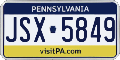 PA license plate JSX5849