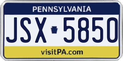 PA license plate JSX5850