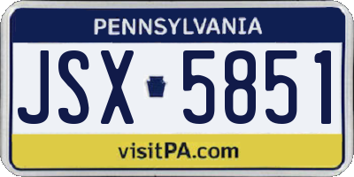 PA license plate JSX5851