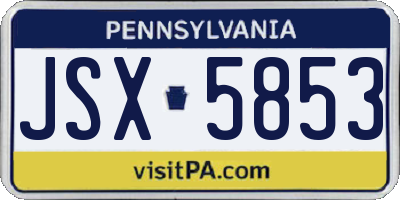 PA license plate JSX5853
