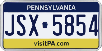 PA license plate JSX5854