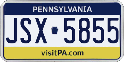 PA license plate JSX5855